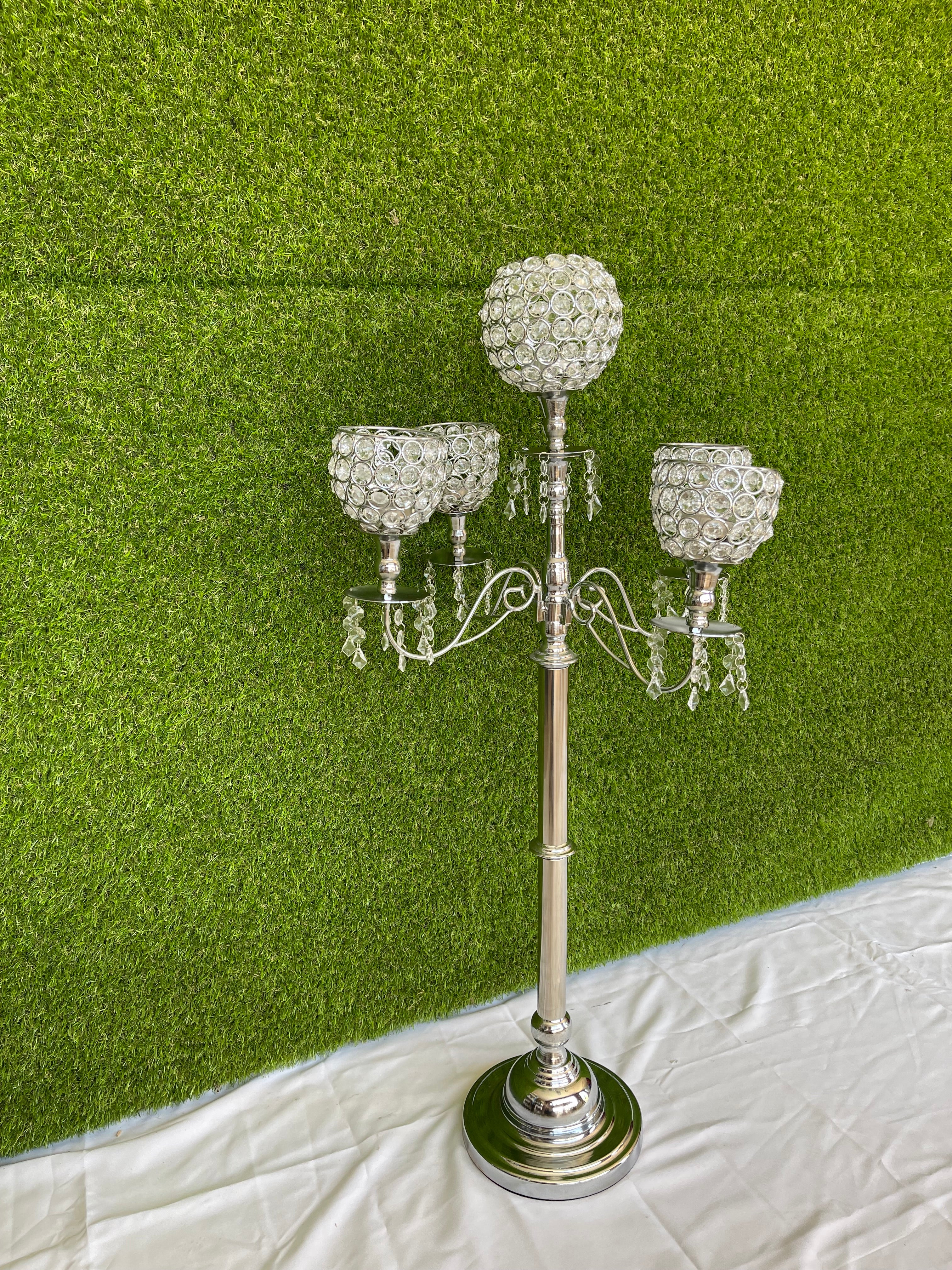 Silver 5 arm Diamond Candelabra